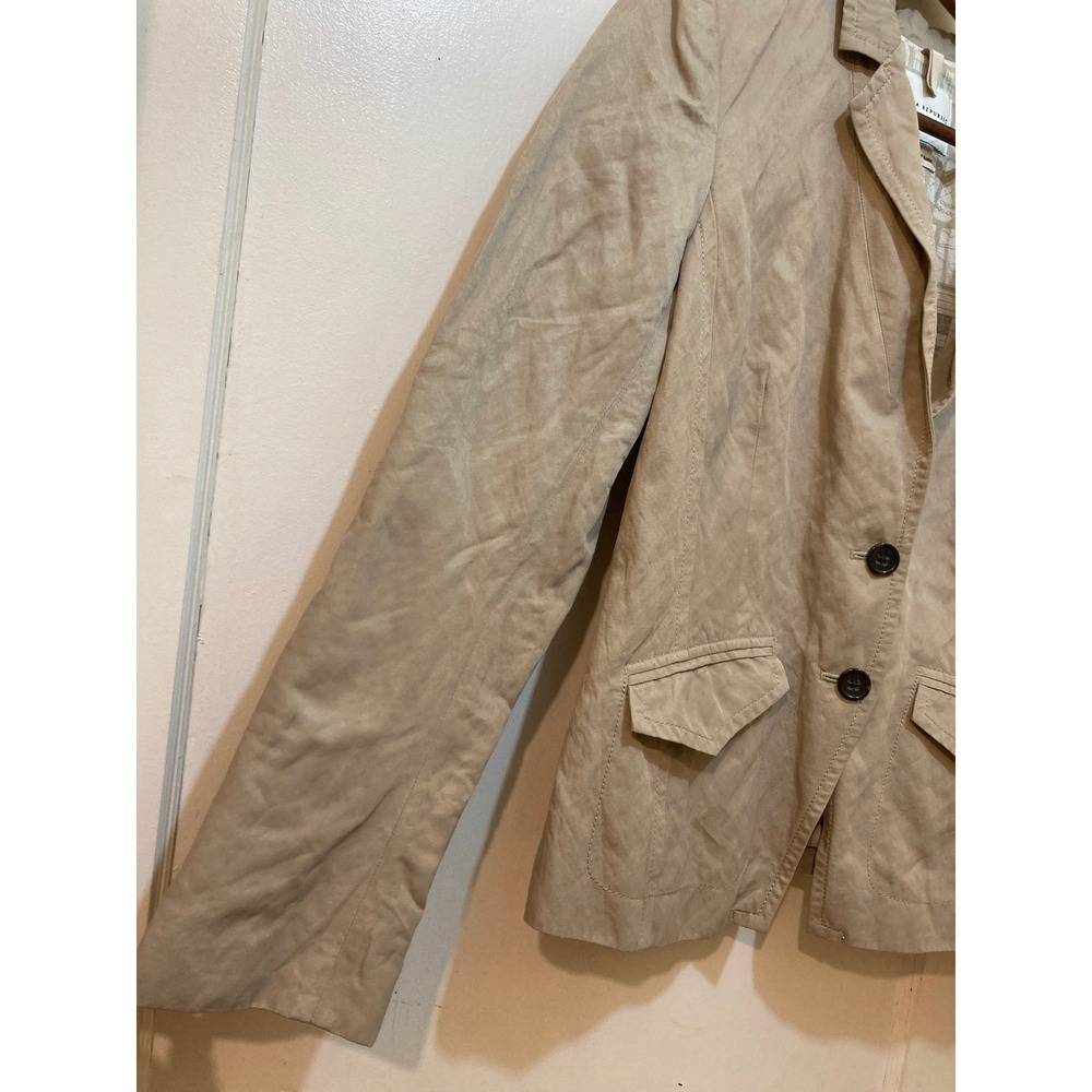 Banana Republic Blazer Women 14 Tan Italian Fabric Map Print Lined Office Career - Picture 5 of 11